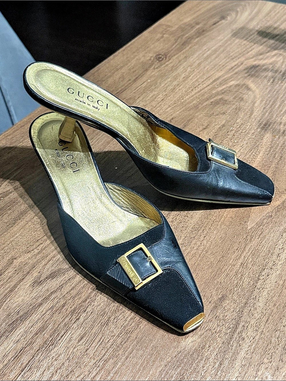 Gucci Black Buckle Heels